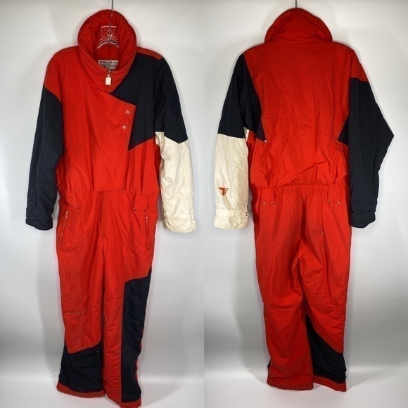 Vintage Tyrolia Red Ski Snowmobile Snowsuit Size Medium 80's - Picture 1 of 15